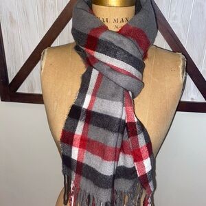 Classic Gray & Red Plaid Men's Scarf cashmere